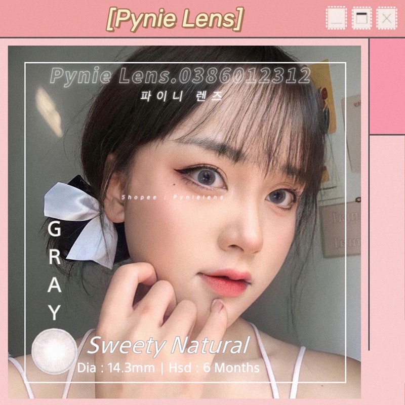 🎀 𝘓𝘦𝘯𝘴 𝘚𝘸𝘦𝘦𝘵𝘺 𝘕𝘢𝘵𝘶𝘳𝘢𝘭 𝘎𝘳𝘢𝘺 🤍 Em lens tone xám trong veo toát lên nét tây tây cuốn lắm ạ 🥰 | Pynielens ✨