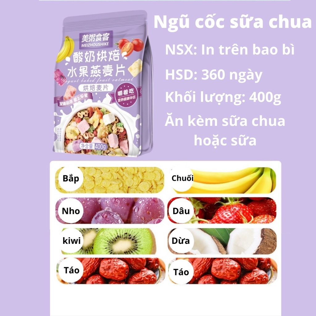 Ngũ cốc sữa chua yến mạch trái cây nguyên hạt, bổ sung dinh dưỡng cho người giảm cân, ăn kiêng, bà bầu, eat clean