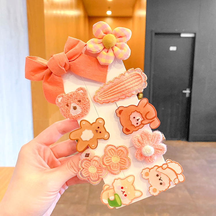 KT04 Set 10 Kẹp Tóc Hoa Nơ Nhiều Hình Kute Cho Bé Gái Dễ Thương