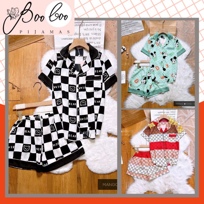 Đồ Bộ Mặc Nhà Pijama Lụa Mango Quần Đùi Boo Freesize - Hàng Thiết Kế