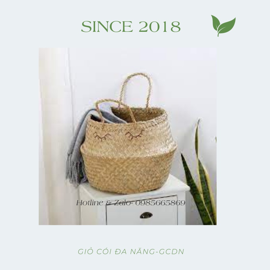Giỏ cói cắm hoa trang trí