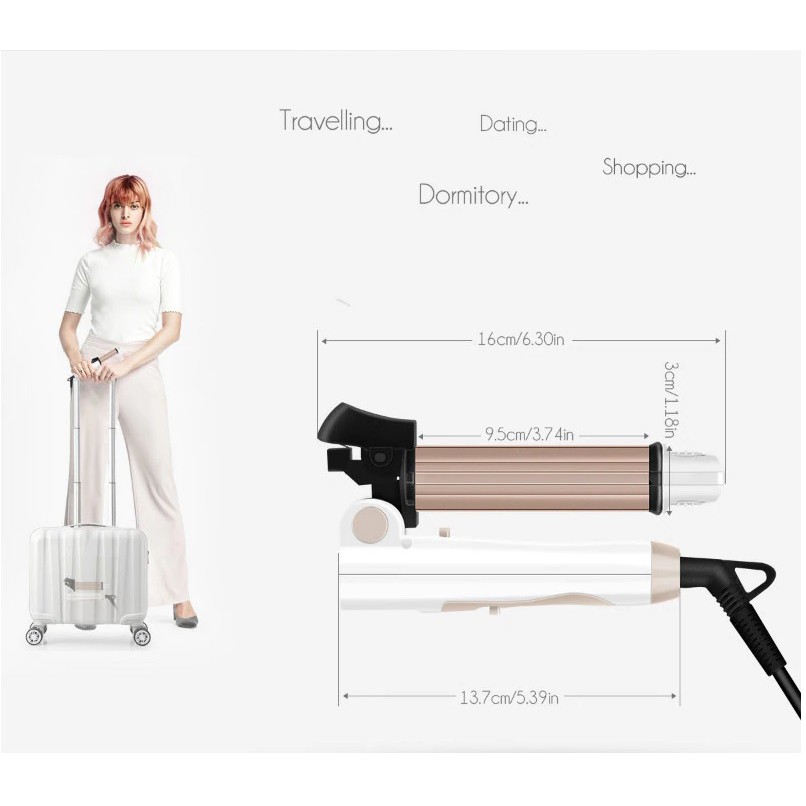 Máy Uốn Tóc Đa Năng 3 in 1 Có Thể Gấp Gọn Tiện Đi Du Lịch Kemei Km-8851