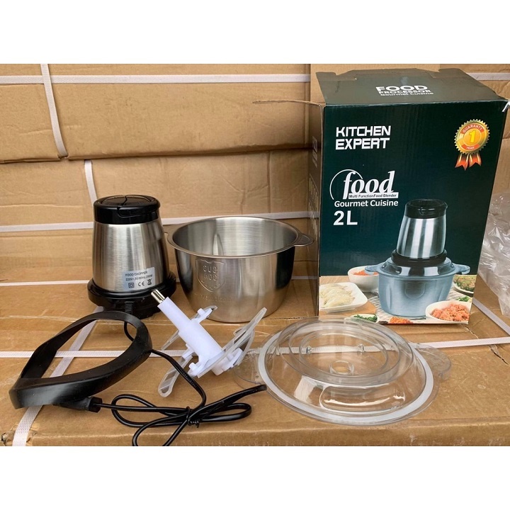 Máy xay thịt  Máy xay thịt gia đình đa năng cối inox 250W - Máy say thịt, tôm, cua, cá,  tỏi ớt, rau củ quả