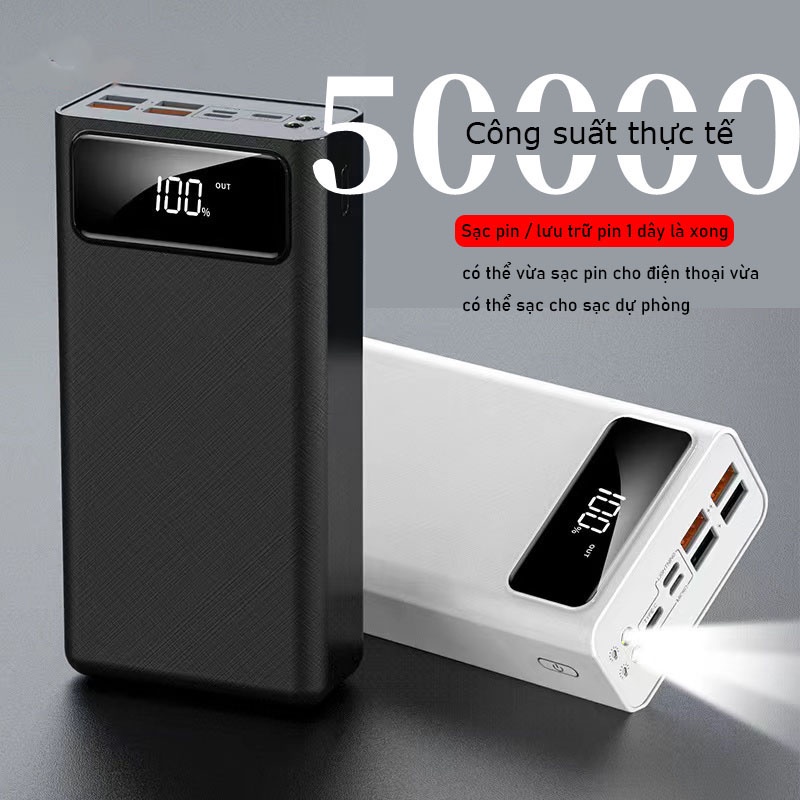 Sạc dự phòng 40000/50000/60000mah 4 cổng sạc bị Tích hợp Led hiển thị Đèn Pin，dung lượng lớn, hỗ trợ sạc nhanh