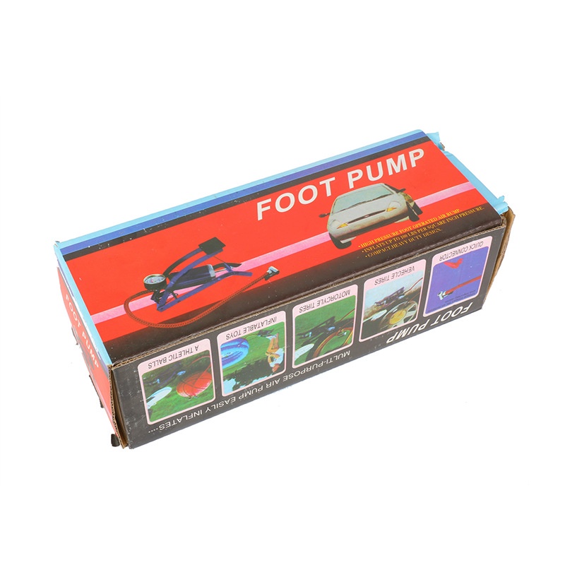 Summer062 Bước trên sàn bơm không khí Chân xi lanh đơn với đồng hồ đo áp suất cho lốp bóng Tàu cao su Nệm hơi màu xanh