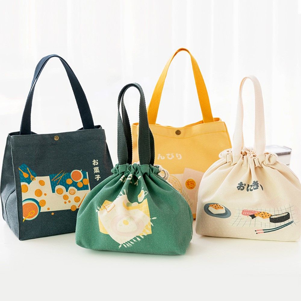 Túi Đựng Cơm Trưa Bằng Vải Canvas Dày Dặn Nhiều Màu Sắc Phong Cách Nhật Bản Dễ Thương