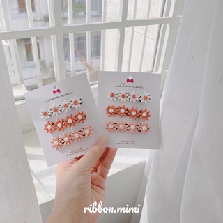 [ Hàng Thiết Kế ]  Set Kẹp mái hoa cúc Handmade Cao Cấp Ribbon.mimi Daisy kẹp mái