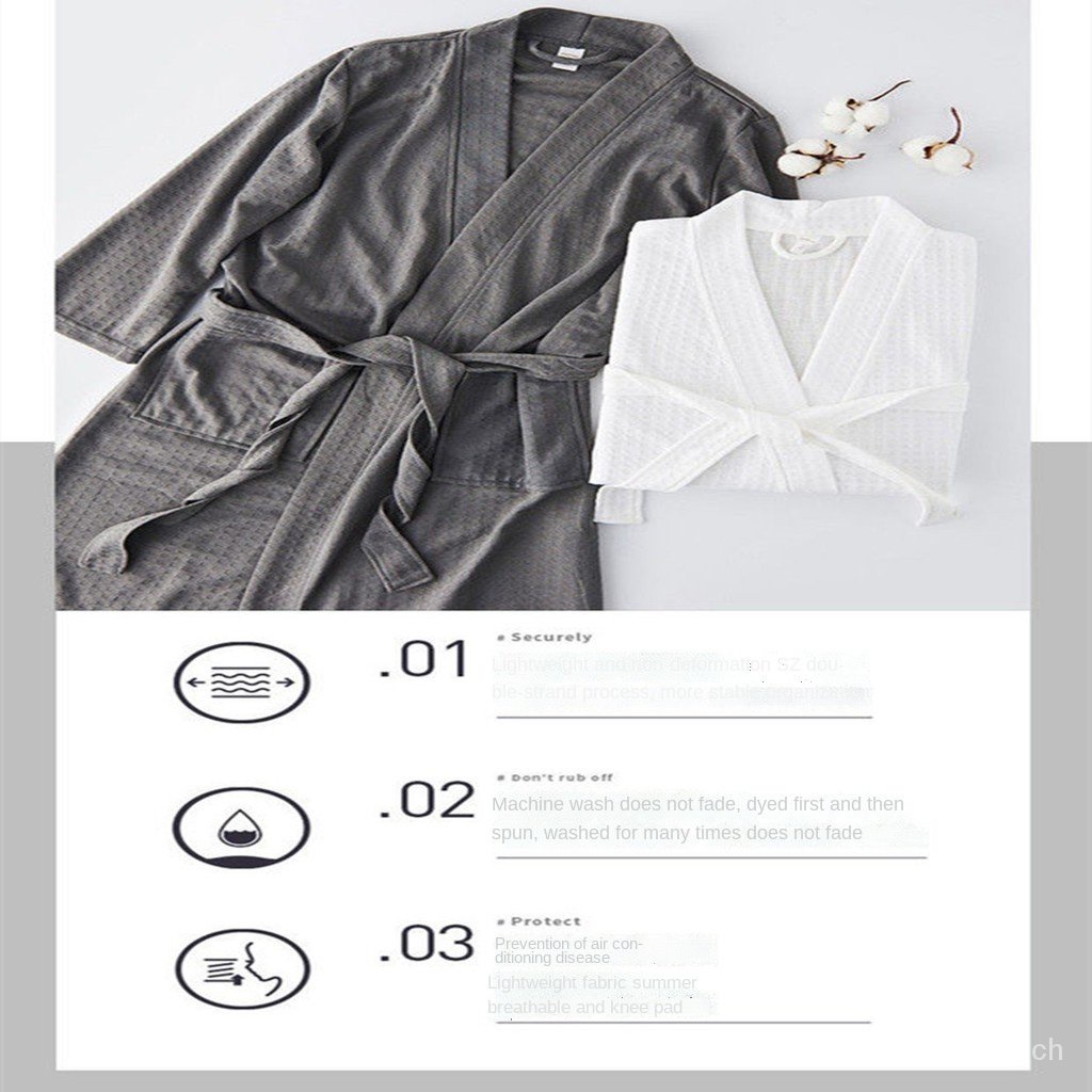 Áo choàng tắm ngủ mỏng dáng rộng điều hòa khí kiểu xuân thu Nhật Hàn quyến rũ cho nam và nữ | BigBuy360 - bigbuy360.vn