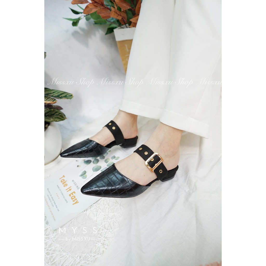 Giày sục nữ mũi nhọn cài khoen 2cm thời trang MYSS - SU50