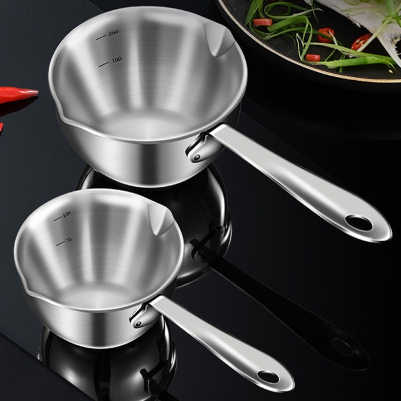 Nồi Nấu Ăn Mini Hai Mặt Có Tay Cầm Bằng Thép Không Gỉ Tiện Lợi