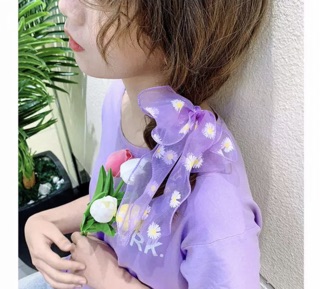 Cột tóc nơ ruy băng voan lươn xinh