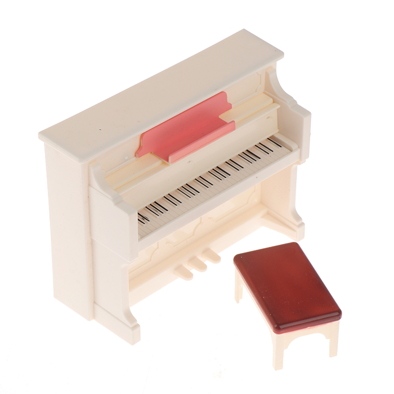 1 Bộ Đàn Piano Mini Màu Trắng Kèm Ghế Ngồi Cho Nhà Búp Bê Mới