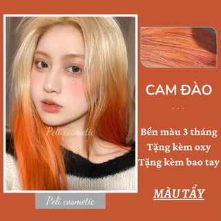 thuốc nhuộm tóc . nhuộm tóc màu cam đào , [ thuốc nhuộm tóc tặng kèm oxy trợ dưỡng và bao tay ]