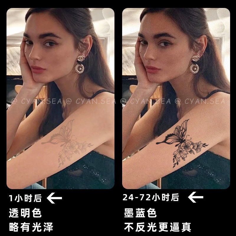 Hình Xăm Dán Họa Tiết Bươm Bướm Và Hoa Cỡ Lớn Chống Thấm Nước Lâu Trôi Cho Nữ