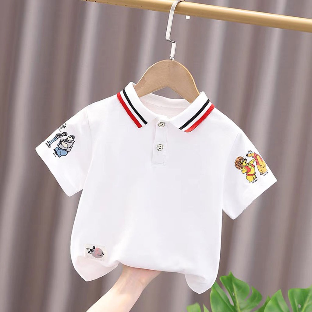 Áo Polo Bé Trai Tay In Hoạt Hình, Áo Cộc tay Cho Bé Chất Cotton Cao Cấp từ 8-28kg - LILA KIDS