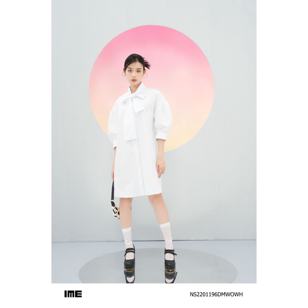 Đầm thô trắng nơ cổ online exclusives NS2201196DMWOWH