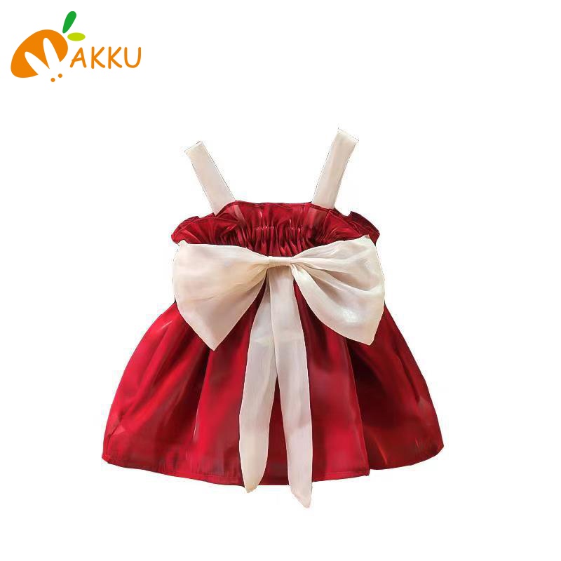 Đầm Công Chúa Sát Nách Đính Nơ Xinh Xắn Cho Bé Gái 1-3 Tuổi