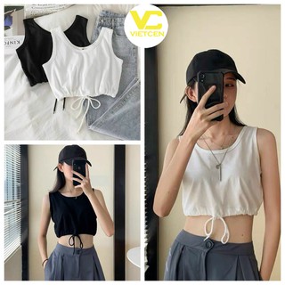 Áo 3 lỗ croptop dây buộc eo chất thun mềm mát - VIETCEN