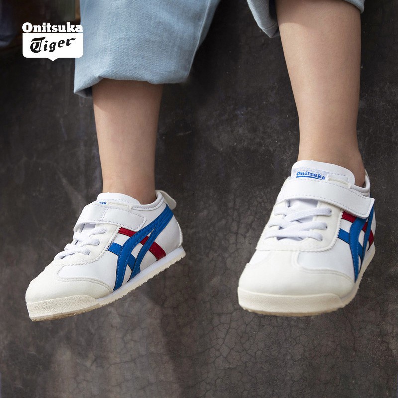 🔥 【Sẵn sàng] Onitsuka Tiger Mexico 66 Giày trẻ em Giày thể thao Velcro Trượt trên Giày trắng Giày trẻ em màu vàng Giày thể thao Giày đế mềm thoải mái Bảo vệ chân Sneakers Trẻ em Big Kids Boy Thời trang Giày thể thao