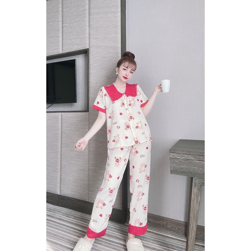 Đồ bộ pijama nữ tay ngắn quần dài lụa mango, lụa latin cao cấp mềm mịn thoải mái kèm ảnh thật free ship giá rẻ tận xưởng
