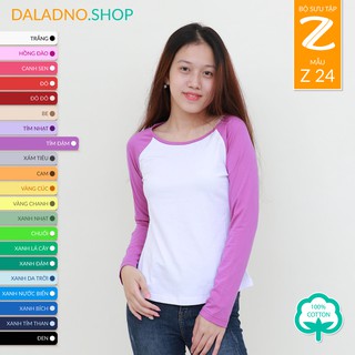 Z_24 | Áo thun dài tay Raglan COTTON 100% sẵn 26 màu - Daladno