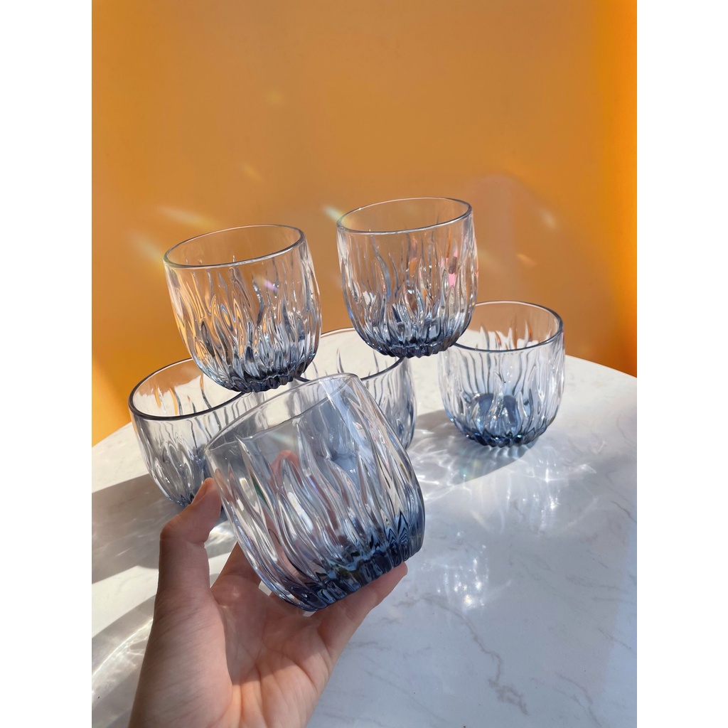 Set 6 Cốc Thuỷ Tinh Lửa Ánh Xanh 🌸 Có Bình + Khay Bán Kèm 🌸 Sang Trọng Tinh Tế 🌸