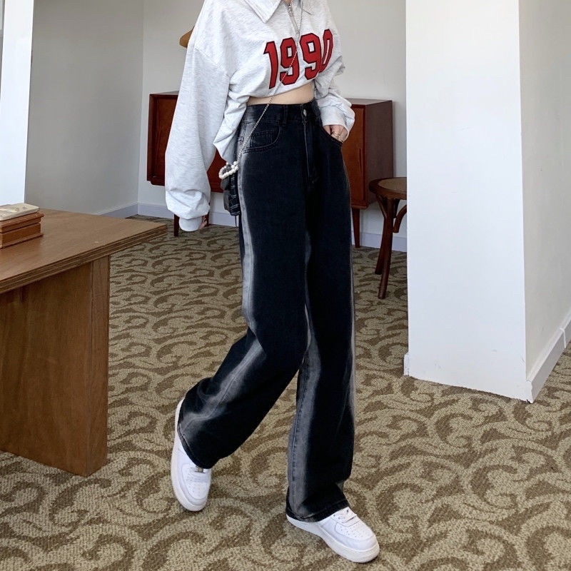 Quần bò jeans đen hoạ tiết sọc loang 2 bên viền cá tính