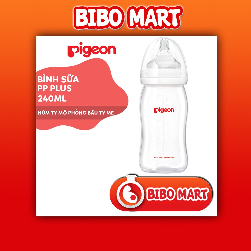 Bình Sữa Pigeon Cổ Rộng PP Plus 160ML/240ML- HÀNG NHẬP KHẨU