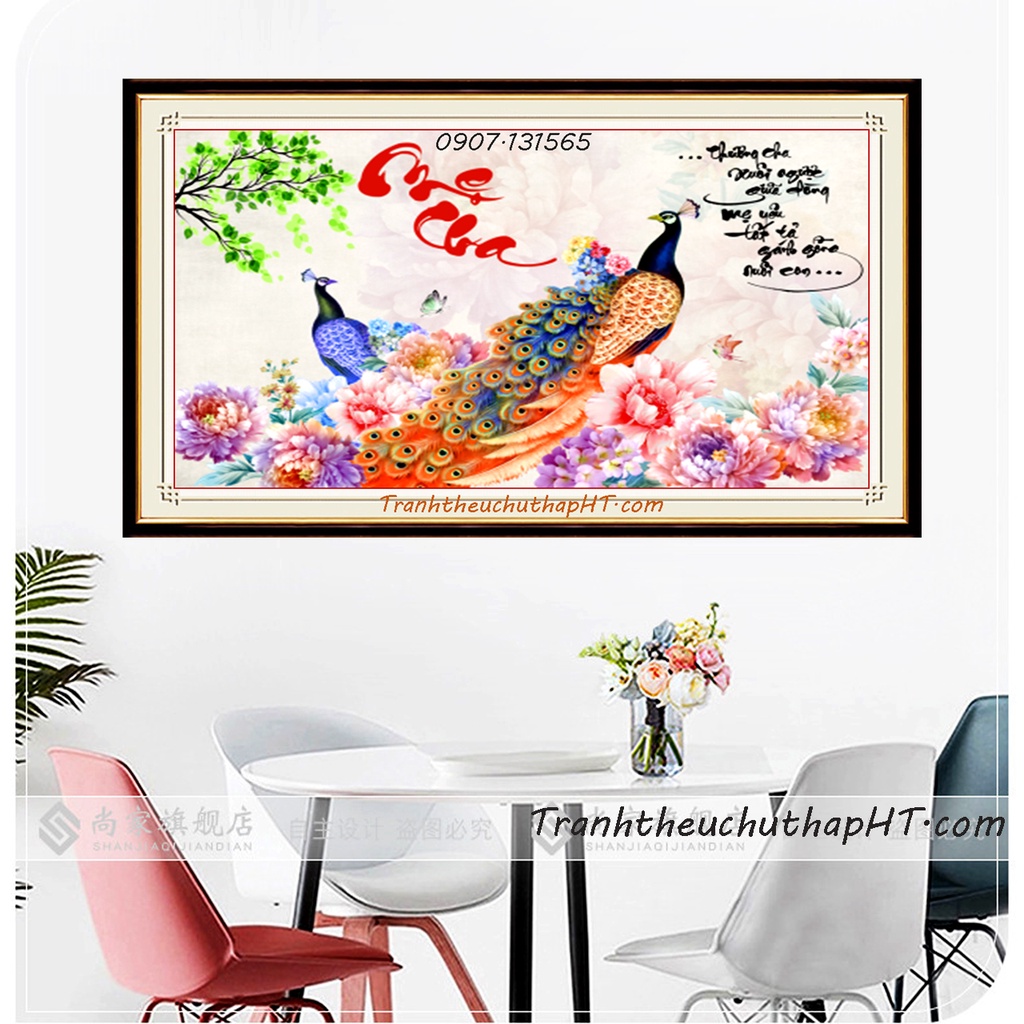 Tranh đính đá tự làm - Tranh đính đá Cha mẹ LG1056: 75*50cm