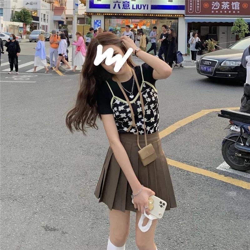 Chân váy xếp ly màu nâu, chân váy tennis cạp cao tôn dáng (kèm quần trong) | BigBuy360 - bigbuy360.vn