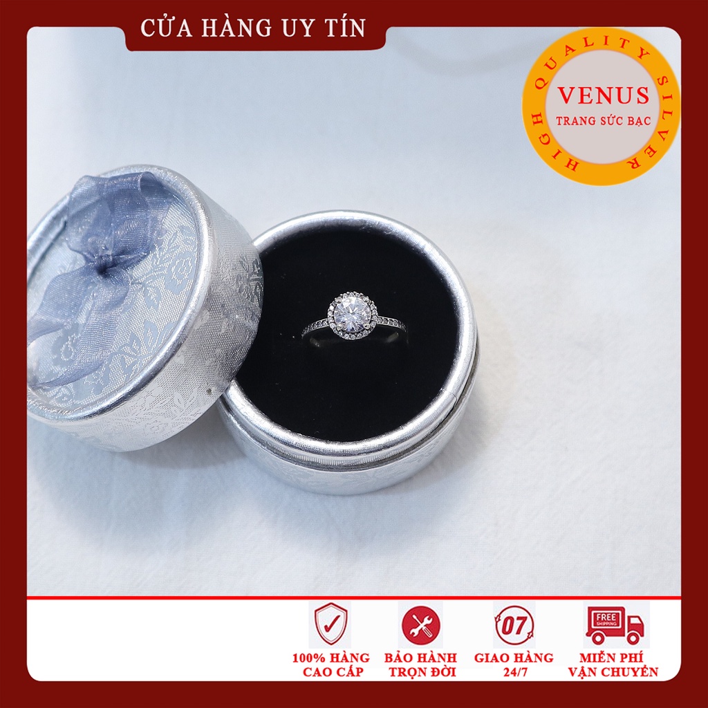 Nhẫn bạc 925 cho nữ mặt đá tròn- Mã sản phẩm VENUSN1