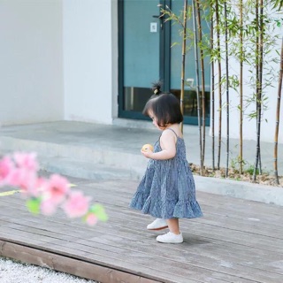 Đầm 2 dây caro nhí
