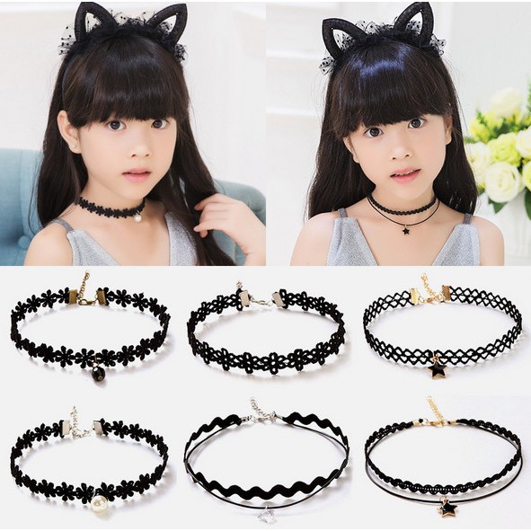 Bộ 4 vòng cổ Choker cho bé gái