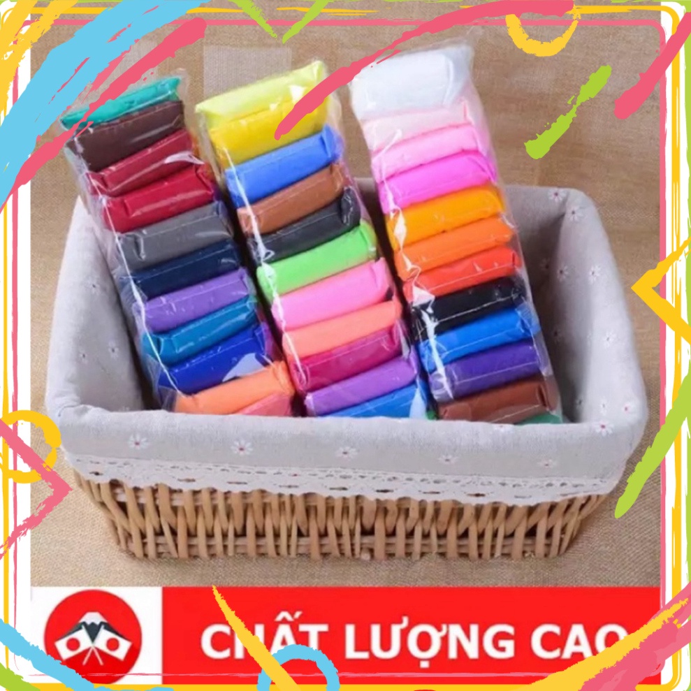 Đất sét tự khô 12 màu (KHÔNG có dụng cụ) - 24màu (CÓ dụng cụ)+ set nào cũng có màu trắng