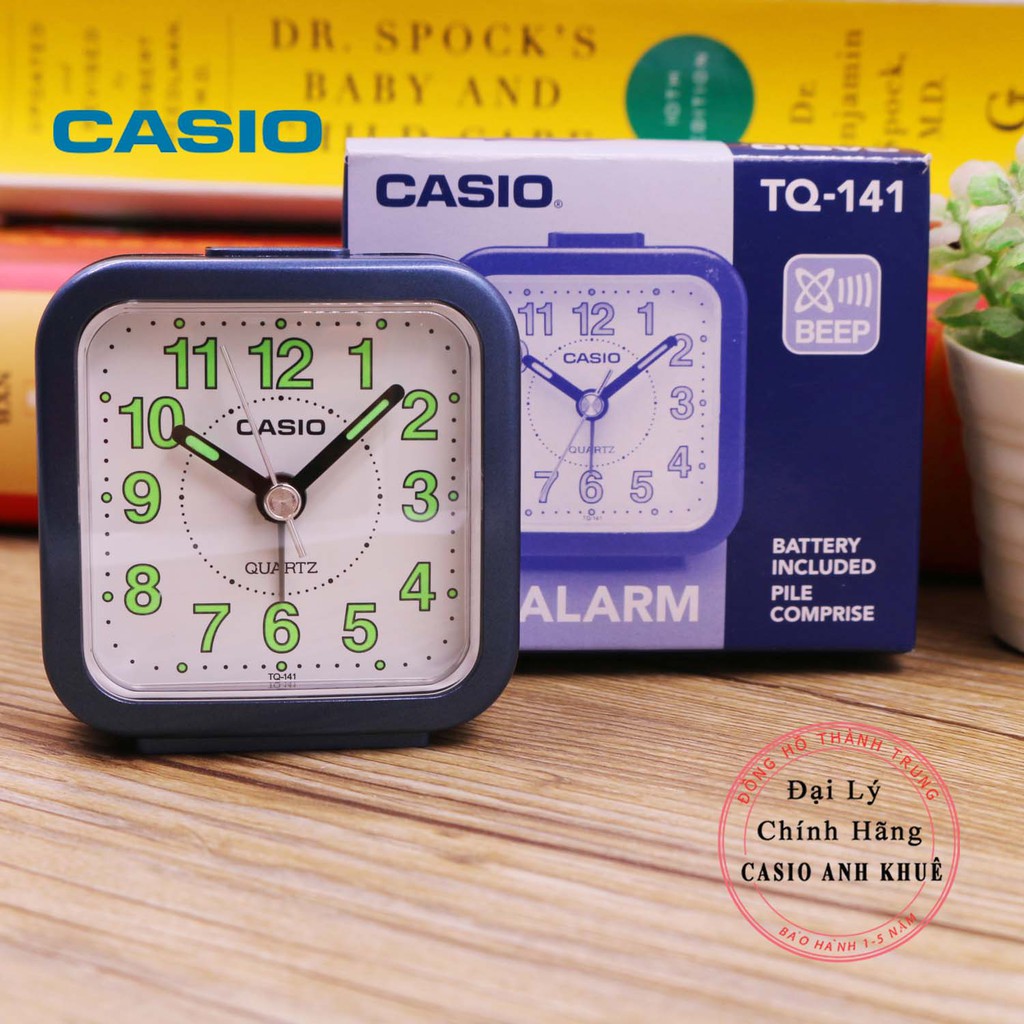 Đồng hồ để bàn Casio TQ-141-2DF có báo thức, dạ quang (6.7 x 6.4 x 3.4 cm)