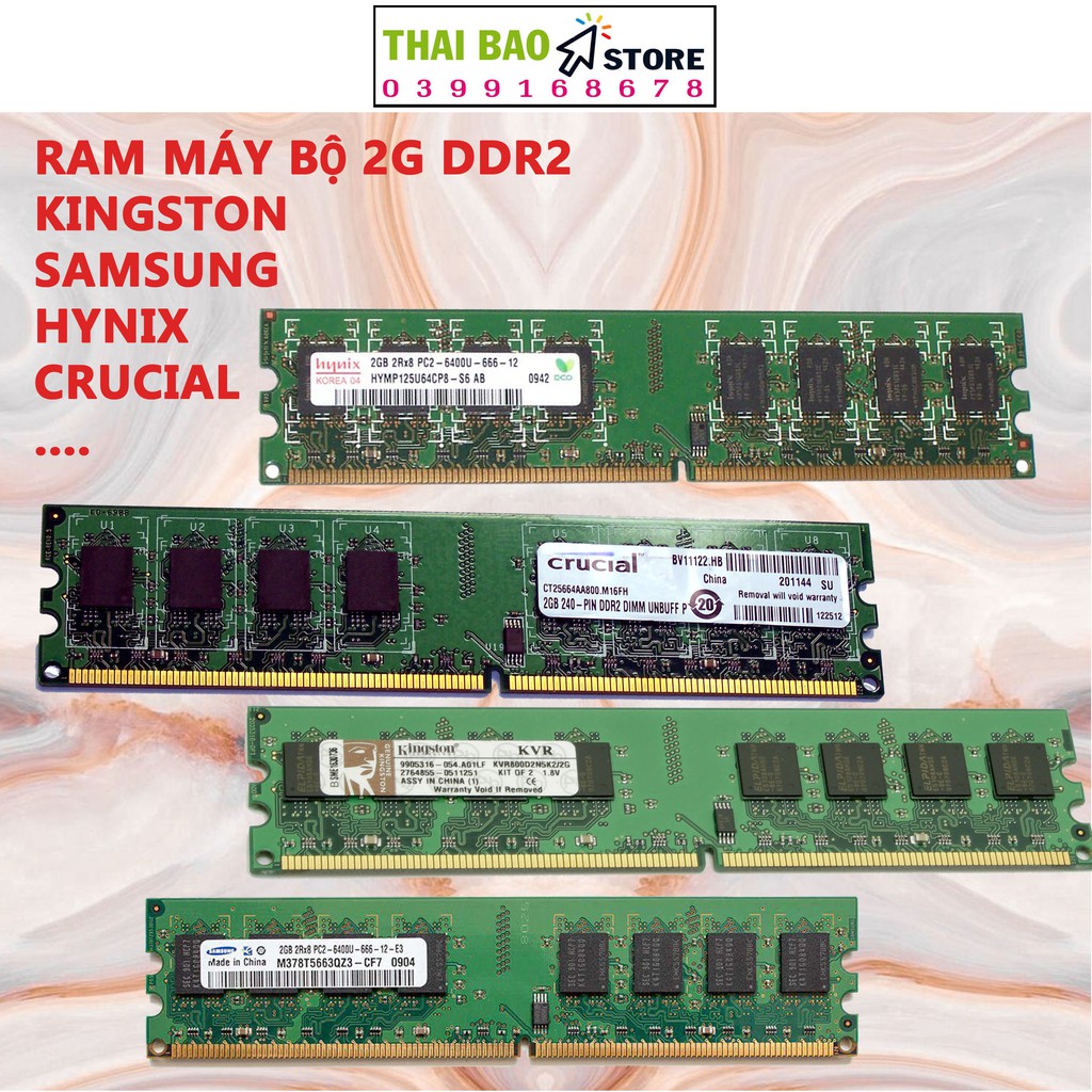 RAM 2G DDR2 cho máy tính full hãng (samsung,kingston,kingmax, hynix...) ĐỒNG GIÁ 150k