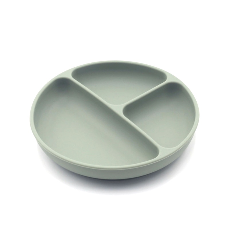 Bát Ăn Chia Ngăn Bằng Silicone Không Chứa BPA Màu Trơn Không Độc Hại Dành Cho Em Bé
