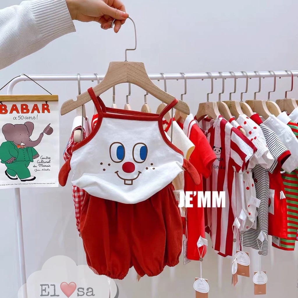 Quần áo trẻ em - Bộ bé gái 2 dây thỏ sắc màu cực xinh cho bé gái 1-5 Tuổi