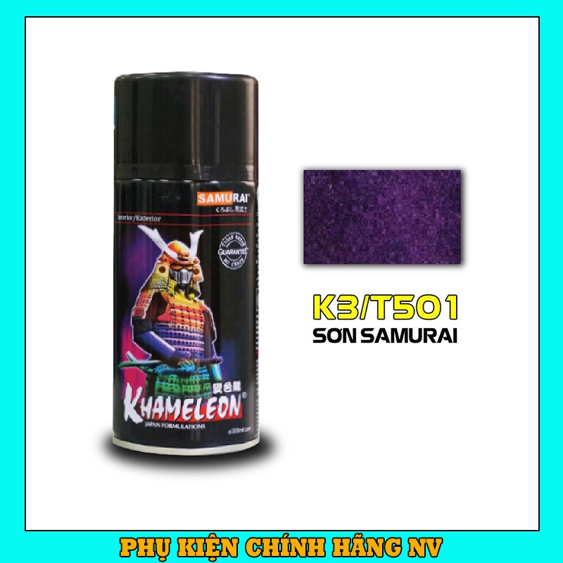 Sơn Samurai màu tím 3D K3/T501 chính hãng, sơn xịt dàn áo xe máy chịu nhiệt, chống nứt nẻ, kháng xăng