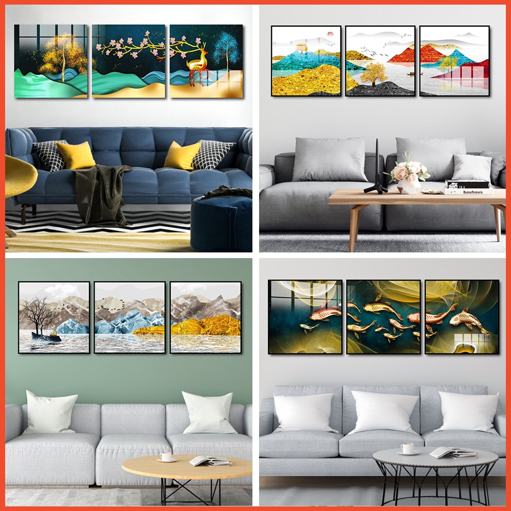 HCM Bộ 3 Tranh phong cảnh  Canvas giá xưởng - Tranh canvas giá xưởng - Tặng kèm đinh đa năng không cần khoan tường