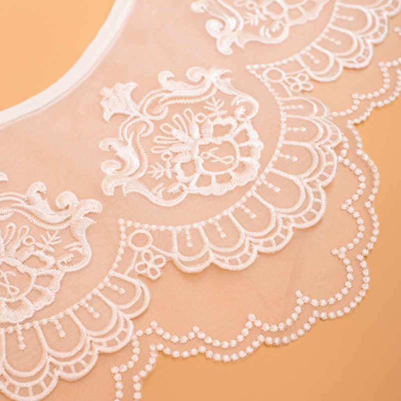 Khăn Choàng Cổ Hai Lớp Bằng Vải Organza Thêu Hoa Cổ Điển Cột Dây Có Thể Tháo Rời Cho Nữ