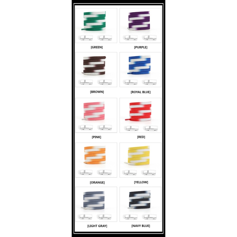 1 Cặp Dây Buộc Giày Co Giãn Màu Gradient Có Khóa Kim Loại Từ Tính