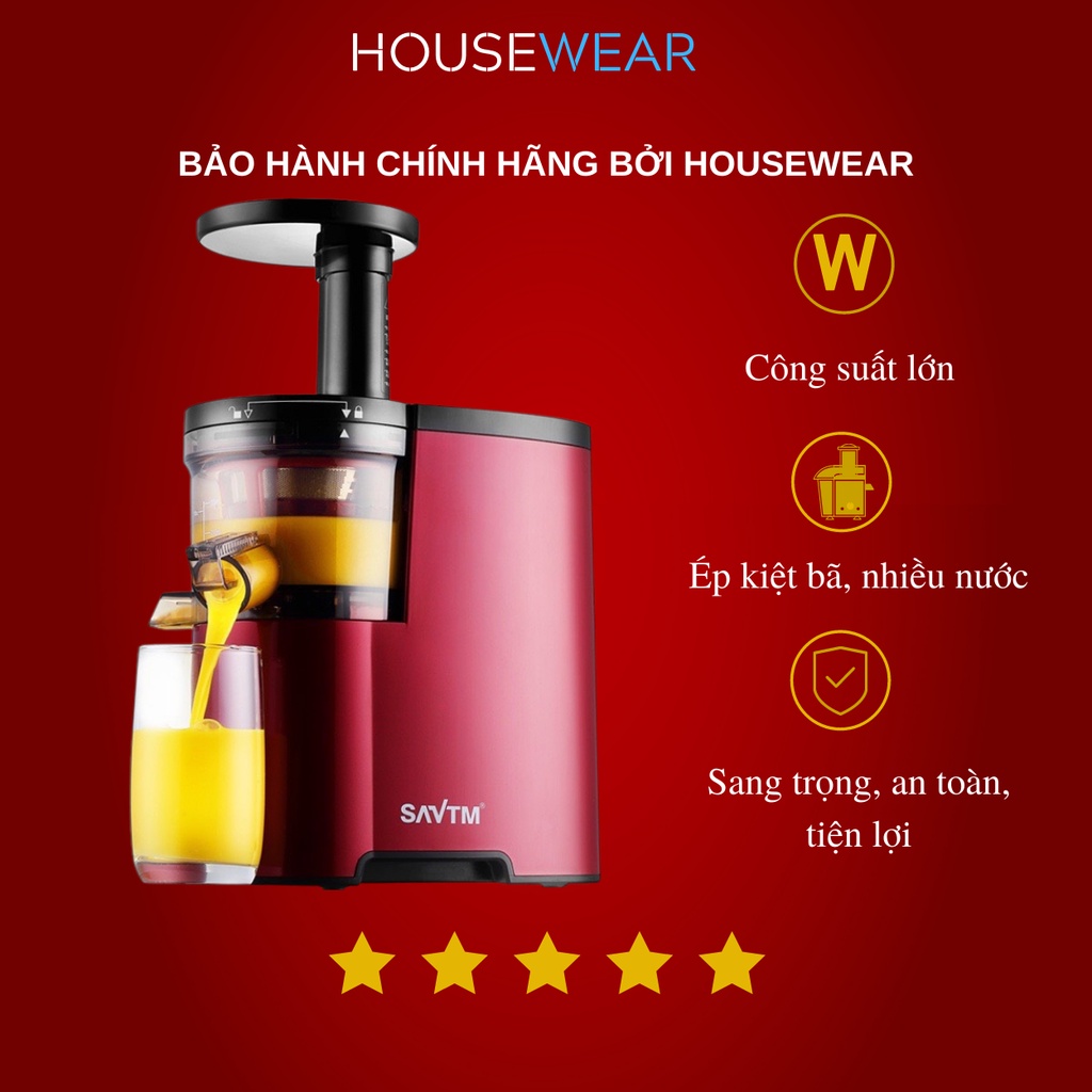 Máy Ép Chậm, Máy Ép Trái Cây Cao Cấp HOUSEWEAR Công Suất Lớn Ép Kiệt Bã, Đa Năng, Siêu Tiện Lợi, Chính Hãng-Bảo Hành 12T