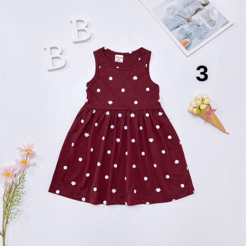 Váy thun hè cotton sát nách VNXK bé gái