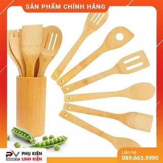 Bộ muôi thìa & xẻng đảo bằng tre ép - muôi thìa gỗ tre cao cấp xuất khẩu