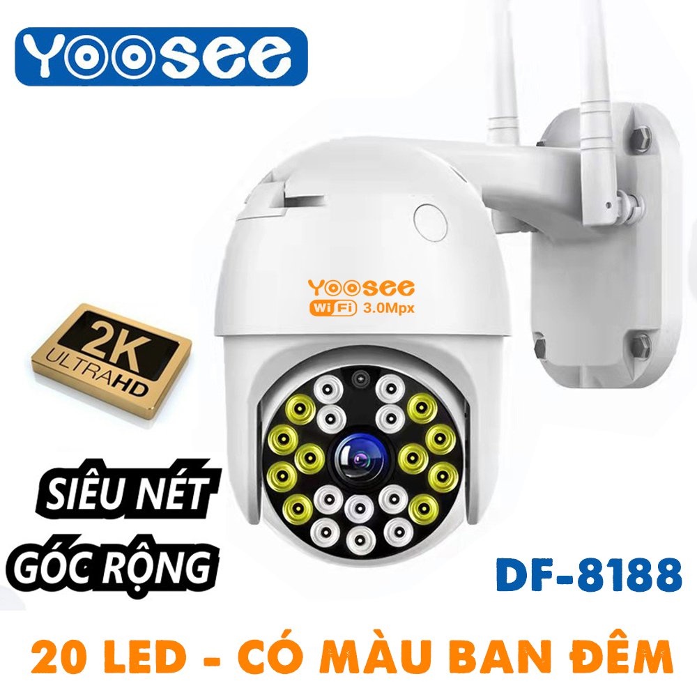Camera PTZ YOOSEE DF-8188 20 LED, 2.0Mp 1080p IP Wifi (Xoay ngoài trời, Có cổng lan, Logo in 3.0)