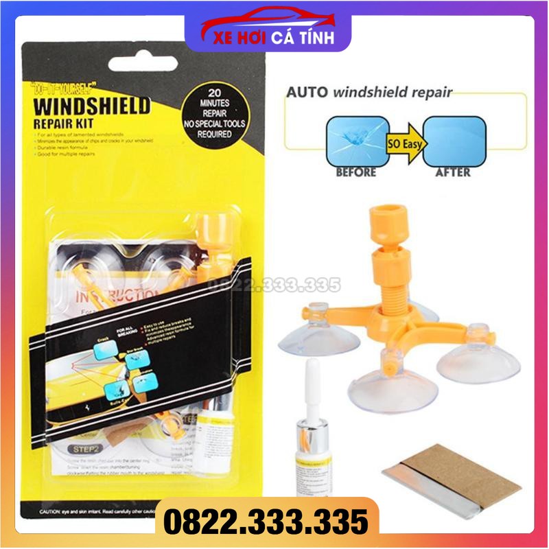 Bộ dụng cụ hàn kính, sửa chữa khắc phục kính lái ô tô bị nứt Windshield Repair giao hàng 24/7 loại một