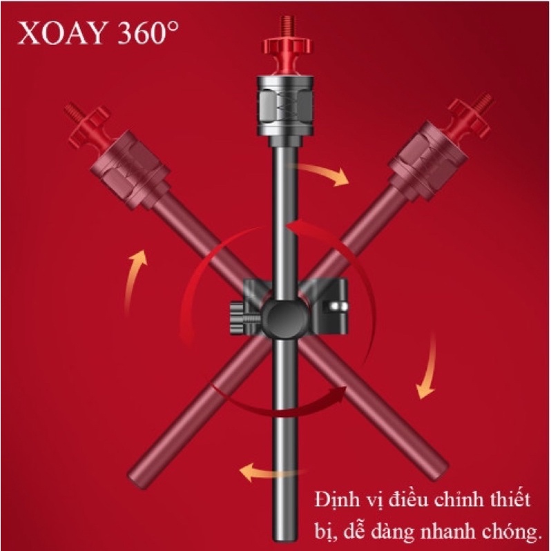 Pass rọng cá - Pat chống cần - Pat khay mồi - Pat đèn hợp kim cao cấp Rice Fishing xoay 360° LK-17