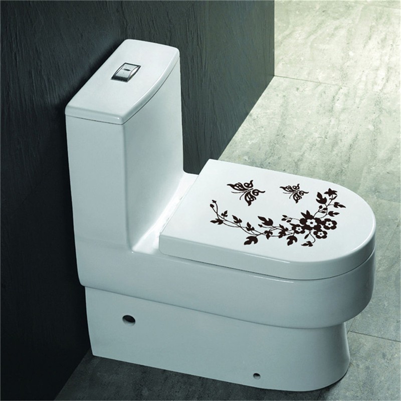 Hl Sticker Dán Trang Trí Toilet Hình Hoa Và Bướm