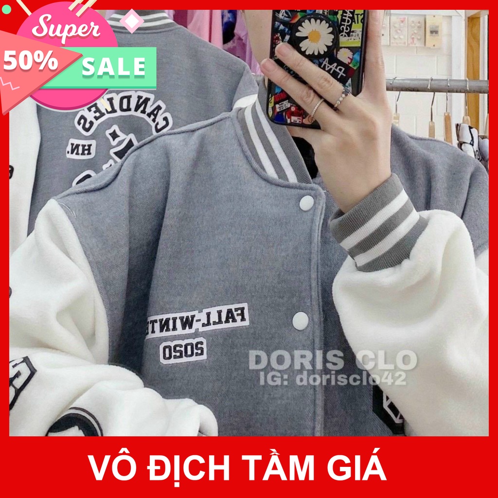 Áo Khoác Bomber Bóng Chày Chất Nỉ Phối Viền Tay Cực Đẹp hoodie1996
